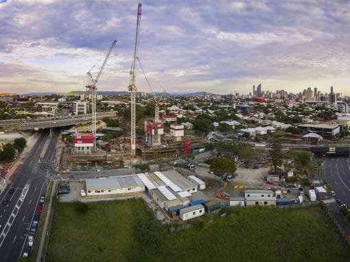 Aerial Drone Photography Cranes Woolloongabba