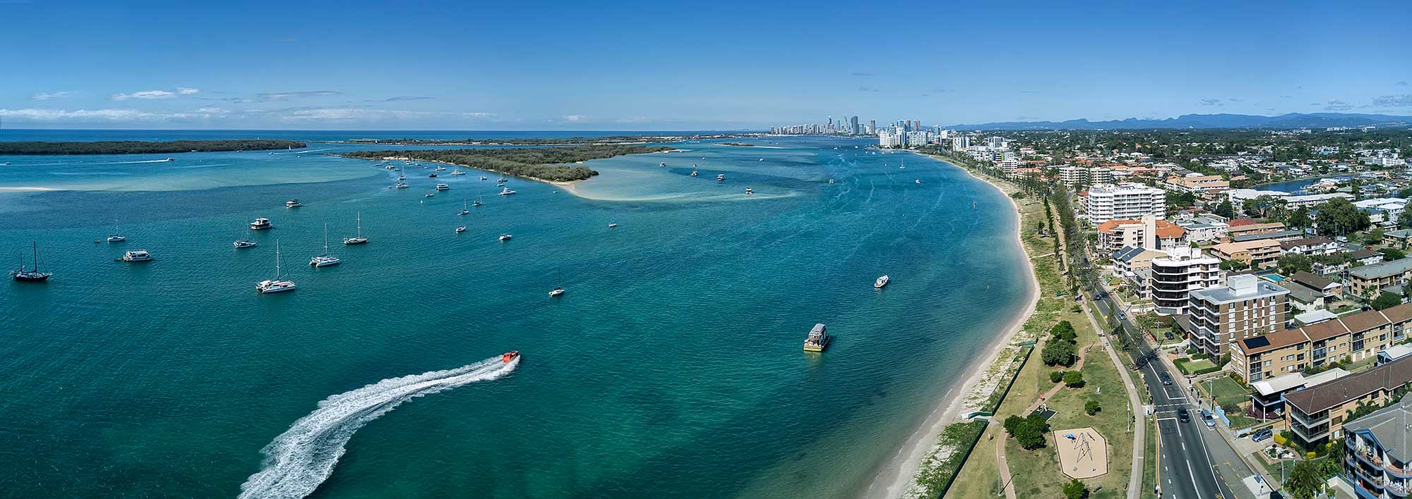 Drone photography April 2017 The Broadwater, Gold Coast panorama DroneAce