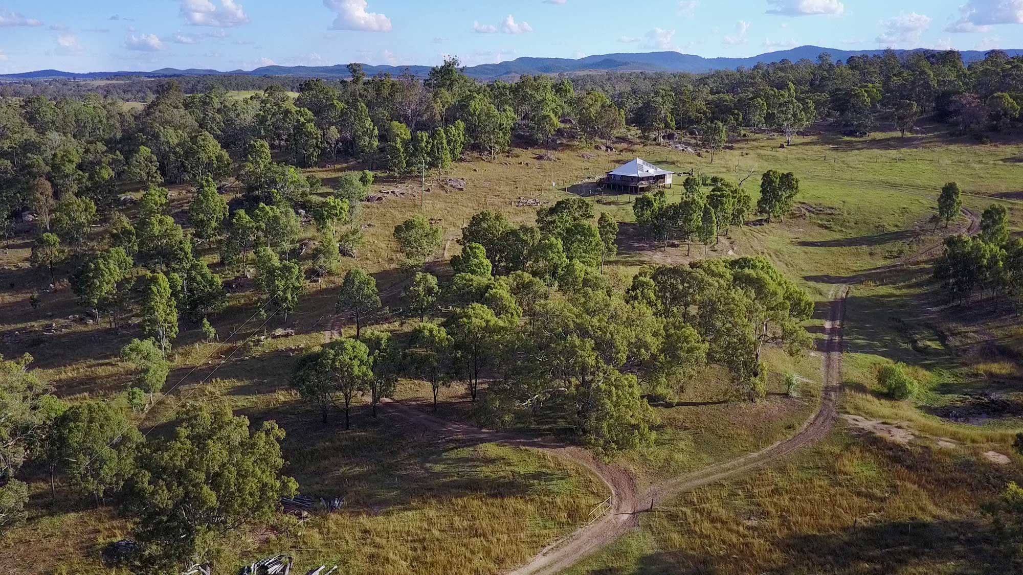 Aerial drone photography of BunyipSprings Farmstay