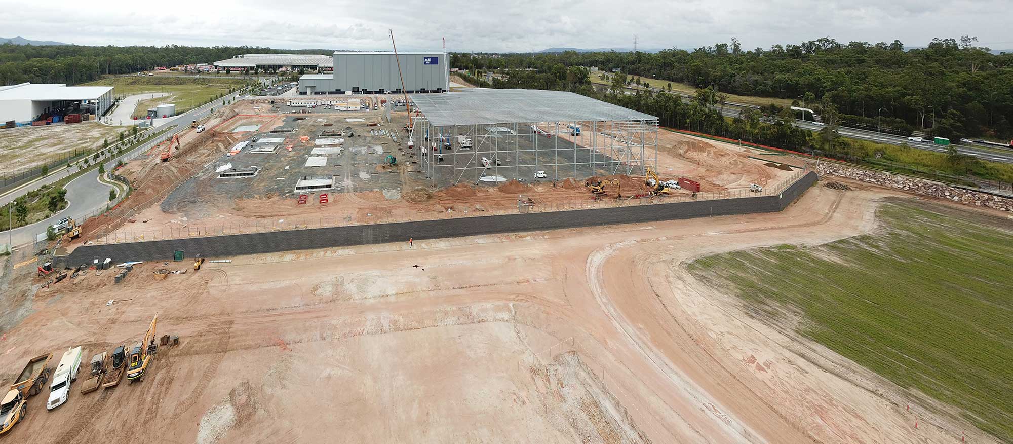 Aerial Video for Concrib Segmental Wall Construction, Brisbane