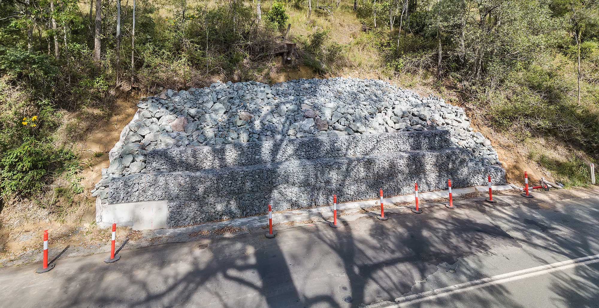 Concrib Gabion Wall Lamington National Park Landslip Repair Aerial Video 