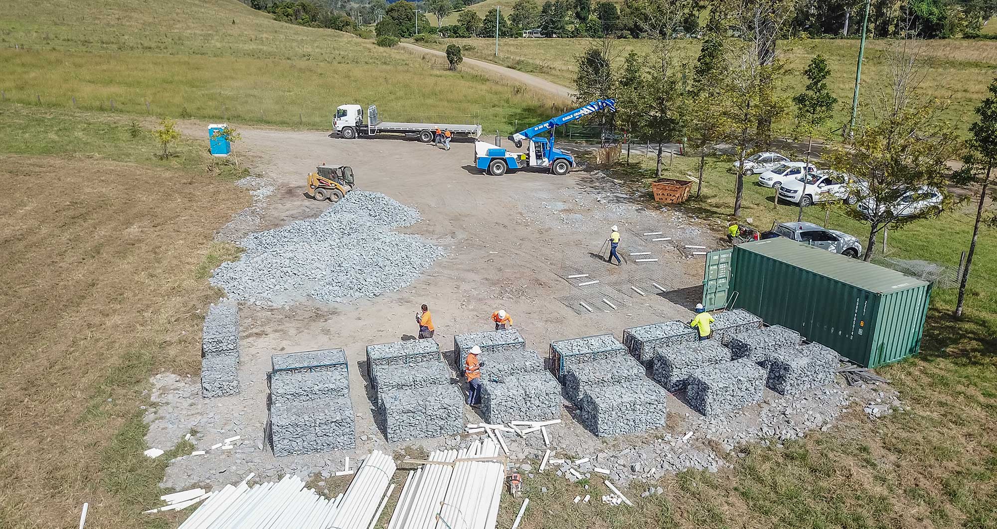 Concrib Gabion Wall Lamington National Park Landslip Repair Aerial photography Concrib Gabion Wall Lamington National Park Landslip Repair Aerial photography