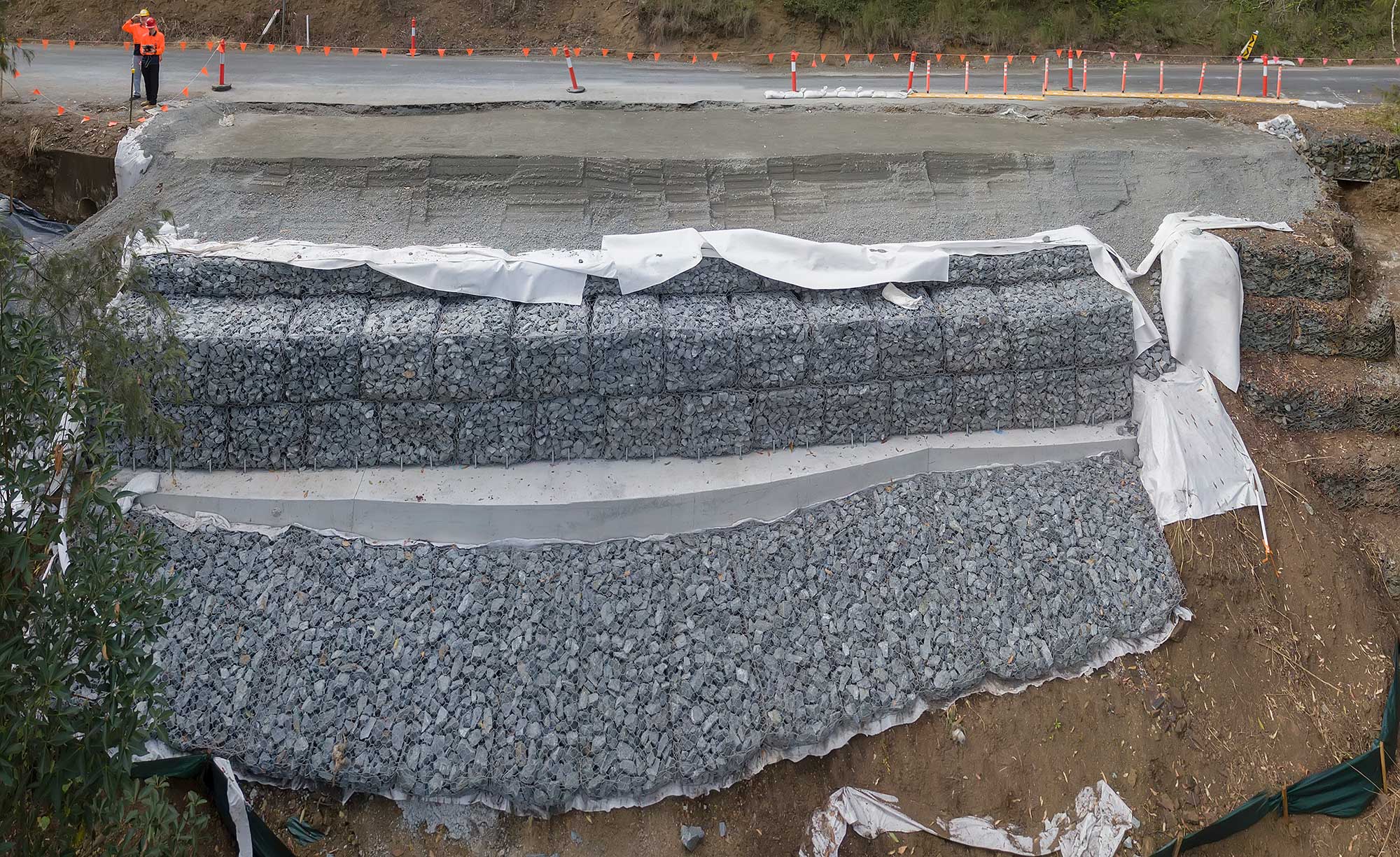 Concrib Gabion Wall Lamington National Park Landslip Repair panorama photograph