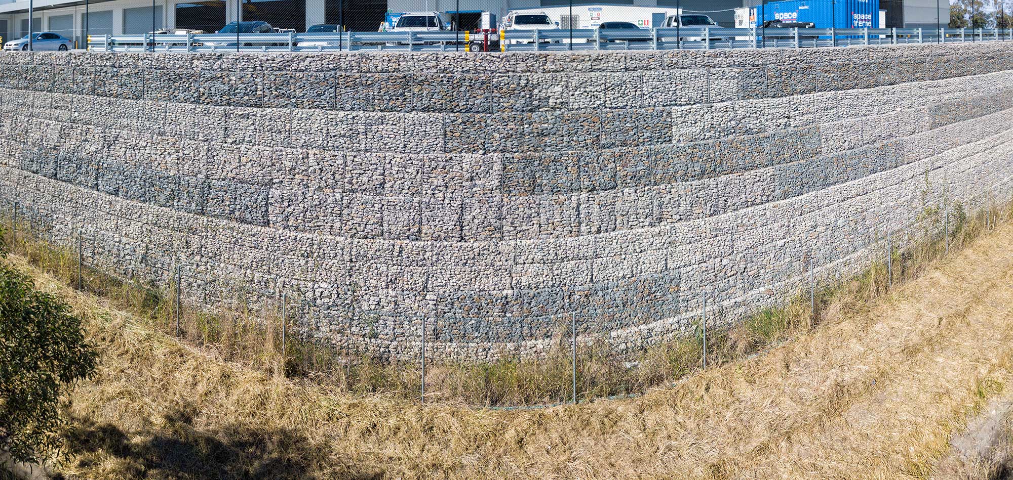 Concrib Metroplex West Volvo Gabion Wall Aerial Video