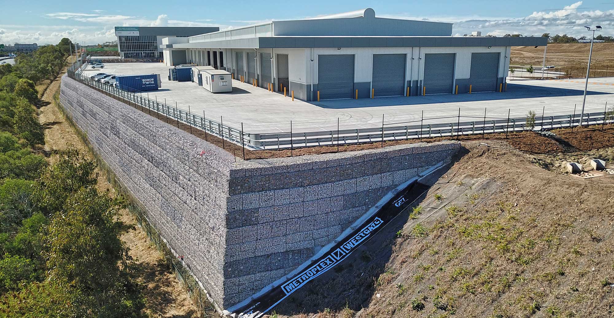 Concrib Metroplex West Volvo Gabion Wall Aerial Video Concrib Metroplex West Volvo Gabion Wall Aerial Video