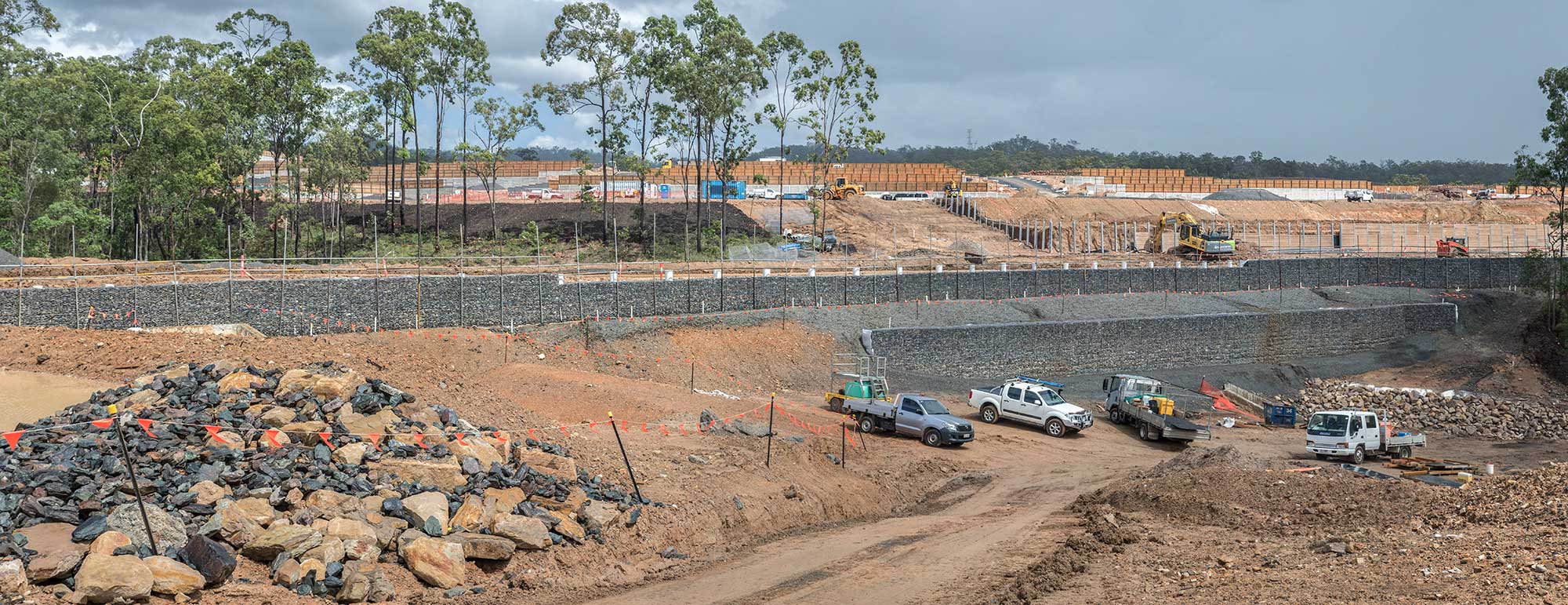 Concrib Springfield West Gabion Wall Construction Aerial Video and Photography