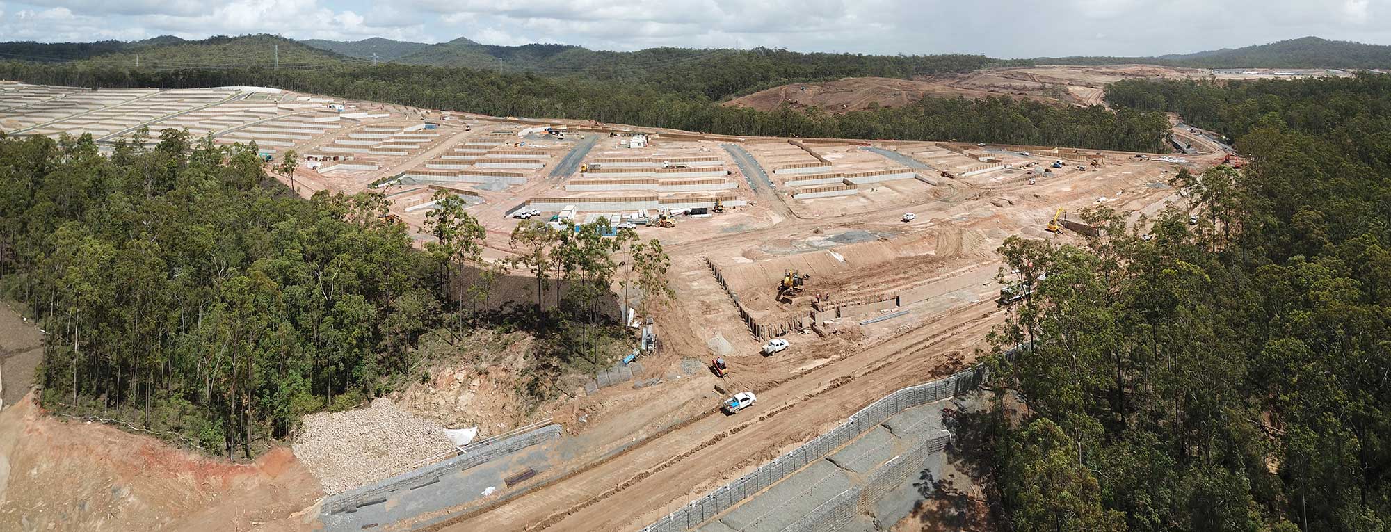 Concrib Springfield West Gabion Wall Construction Aerial Video