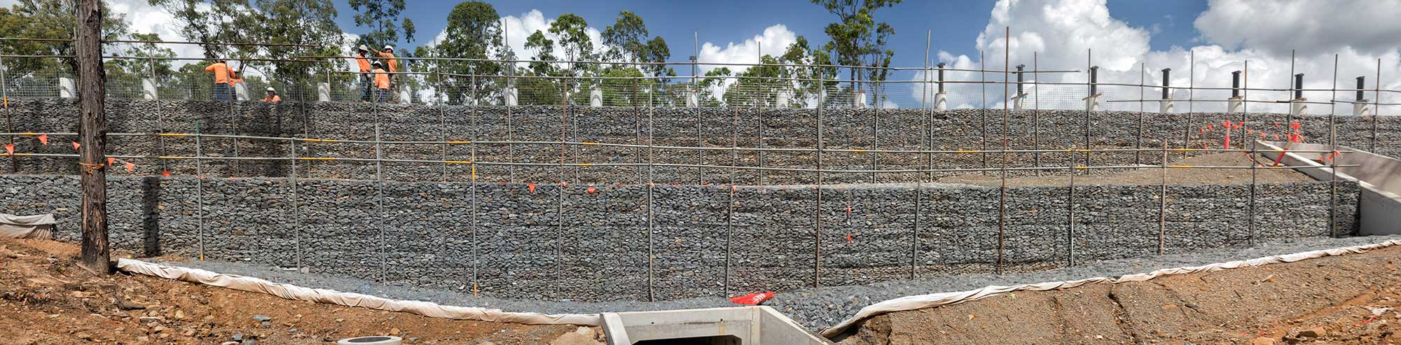 Concrib Gabion Wall Lamington National Park Landslip Repair Aerial photography 