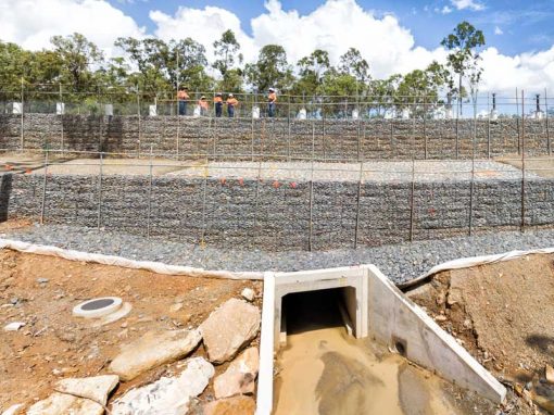 Drone Video Concrib Springfield West Gabion Culvert Construction