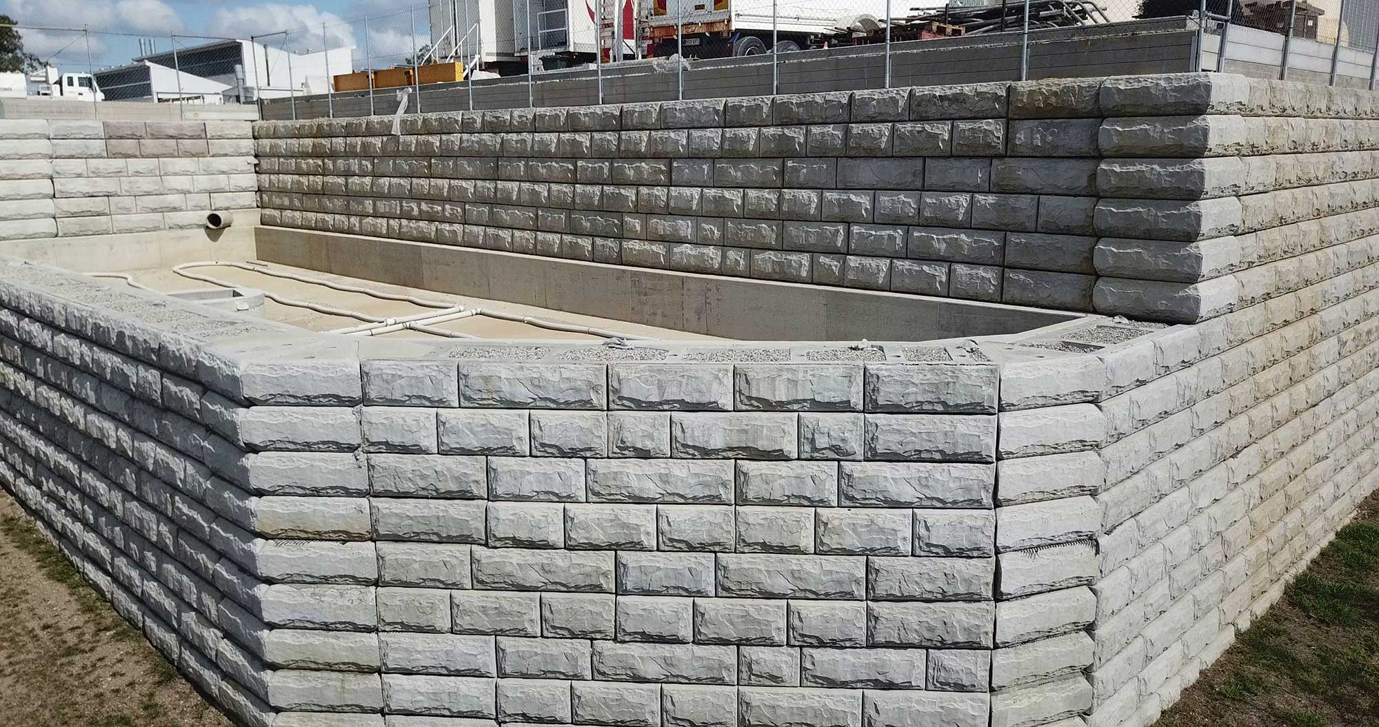 Concrib StoneStrong Retaining Wall Richlands aerial video Concrib StoneStrong Retaining Wall Richlands aerial video