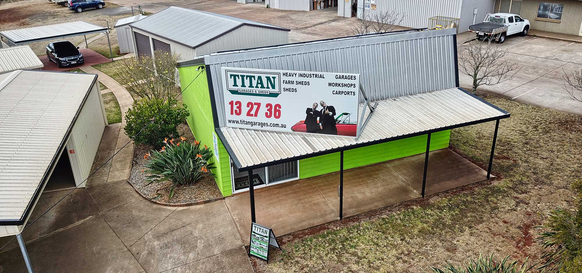 Titan Sheds drone photography Toowoomba display centre