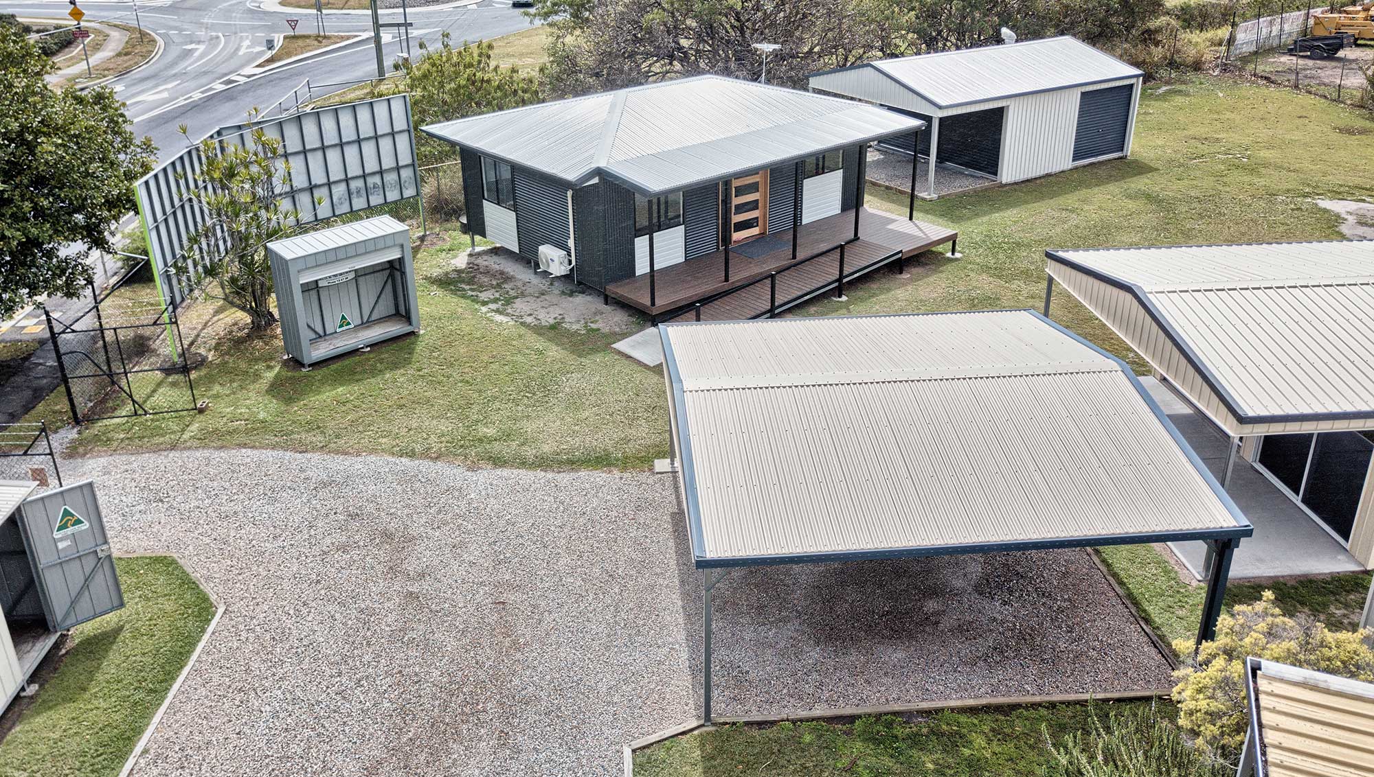 Titan Sheds drone photography Zilmere display centre