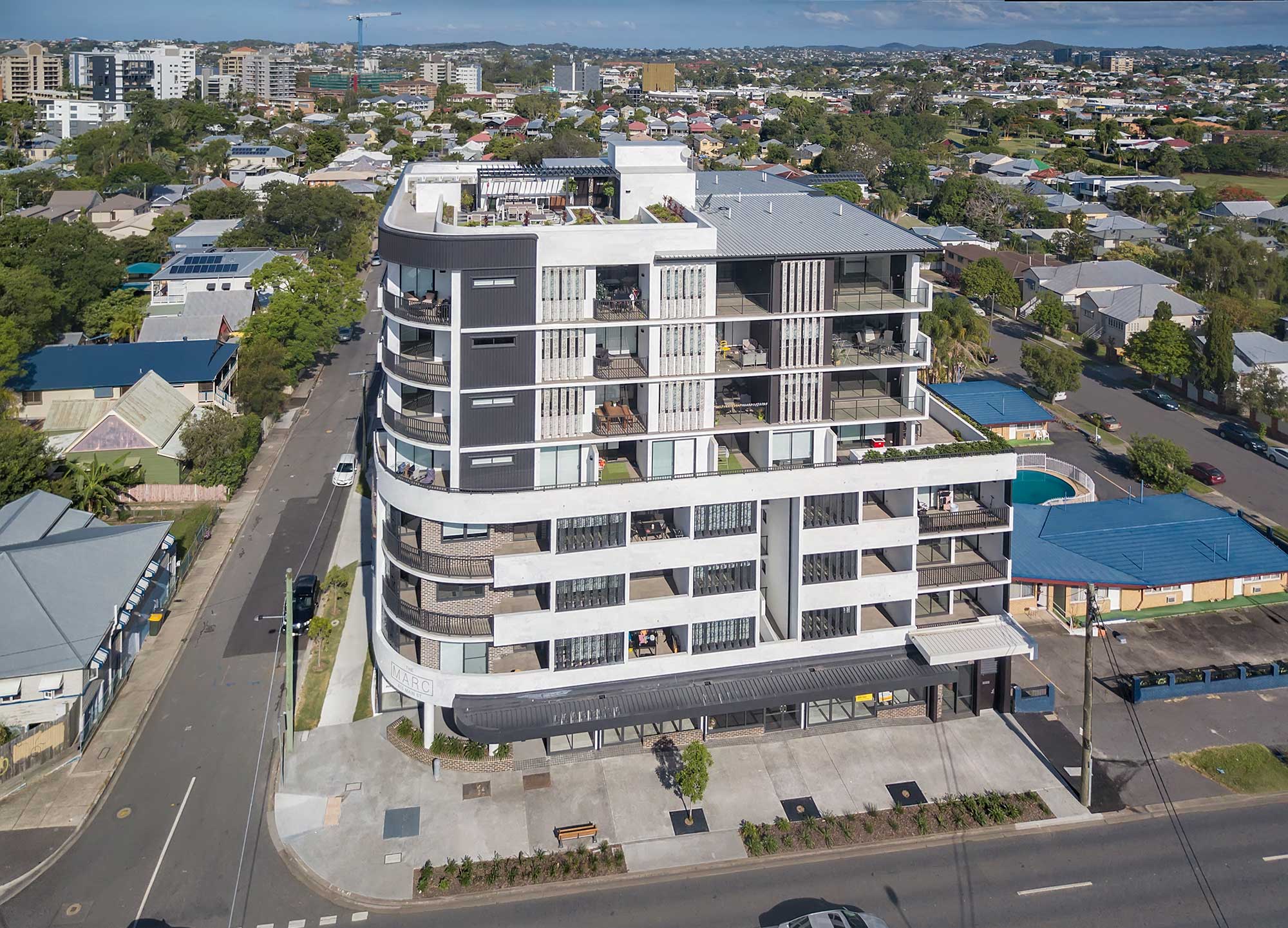 Aerial drone photography The Marc Constructions Group Kangaroo Point DroneAce Brisbane