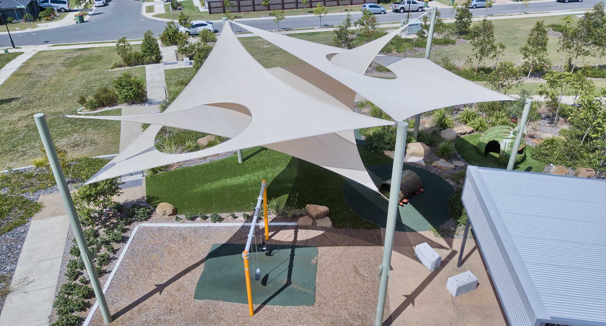 15metre height - Aerial Drone photography Brisbane Shade Sail South Ripley 