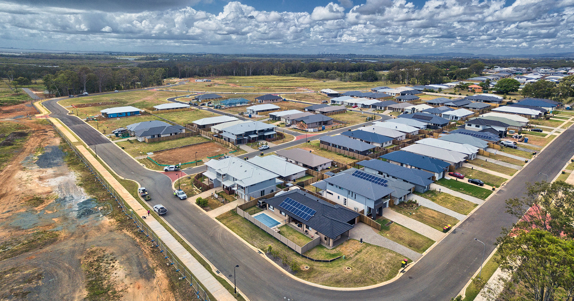 40 metres above the ground - Aerial drone video of land development at Griffin 