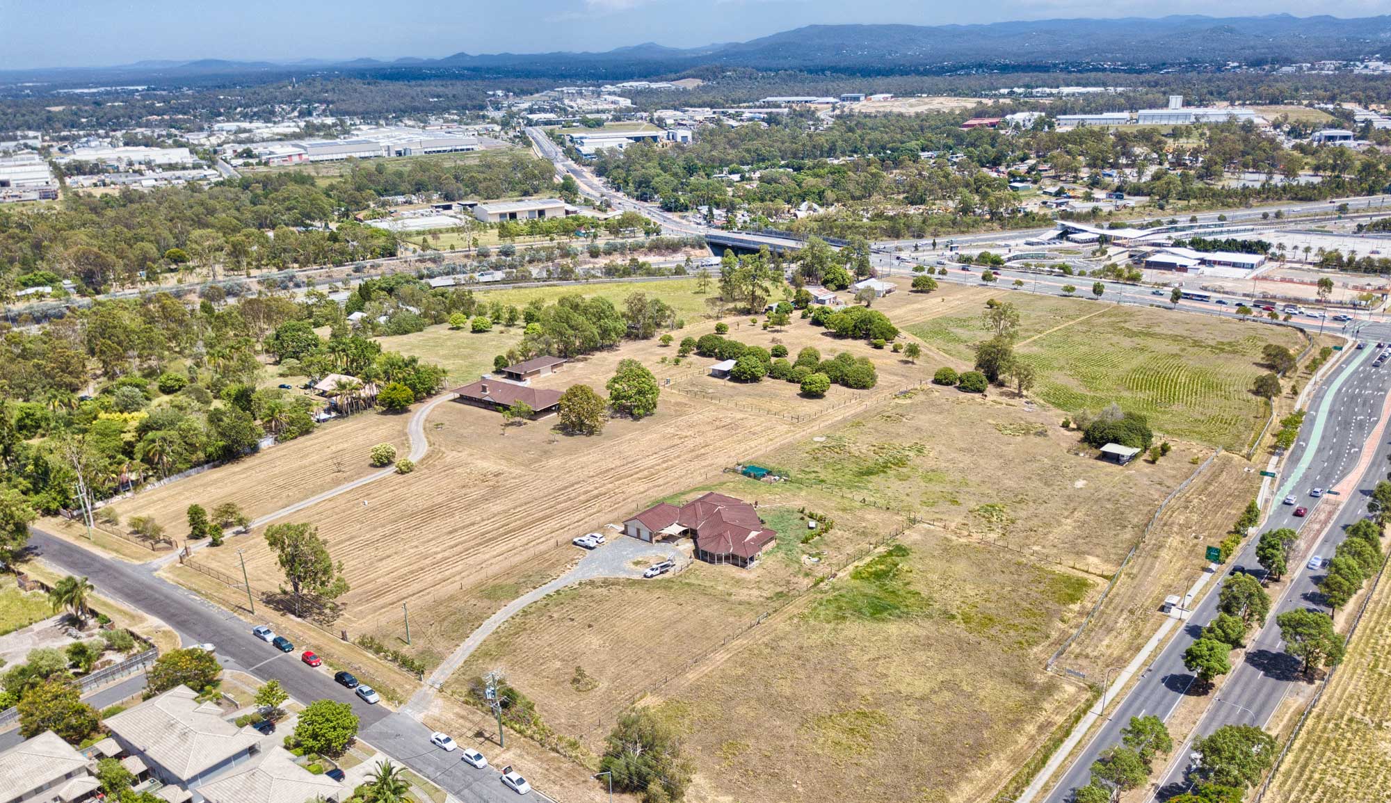 Drone photography of land for development - 100m above Government Rd Richlands 