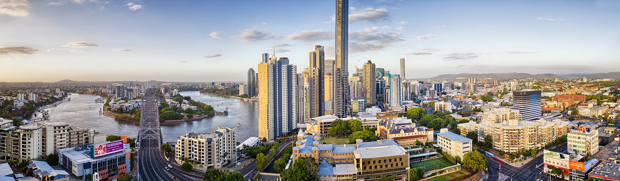 Drone photography Brisbane suburb of The Valley looking to the Story Bridge