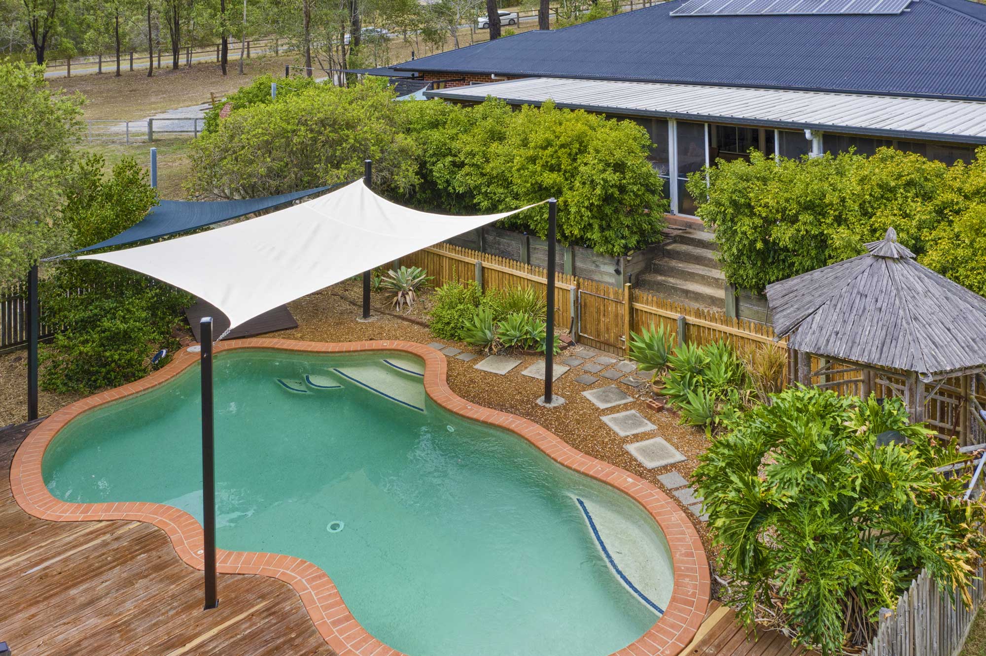 Drone photography of the pool at Sandpiper Drive, Jimboomba