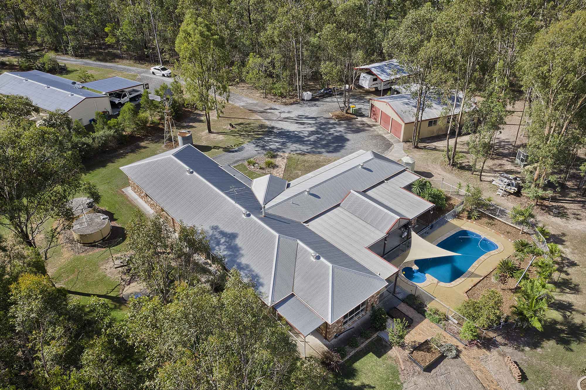 Capturing all the built structures - Drone photography acreage property for sale at 56 Sandpiper Drive Jimboomba 