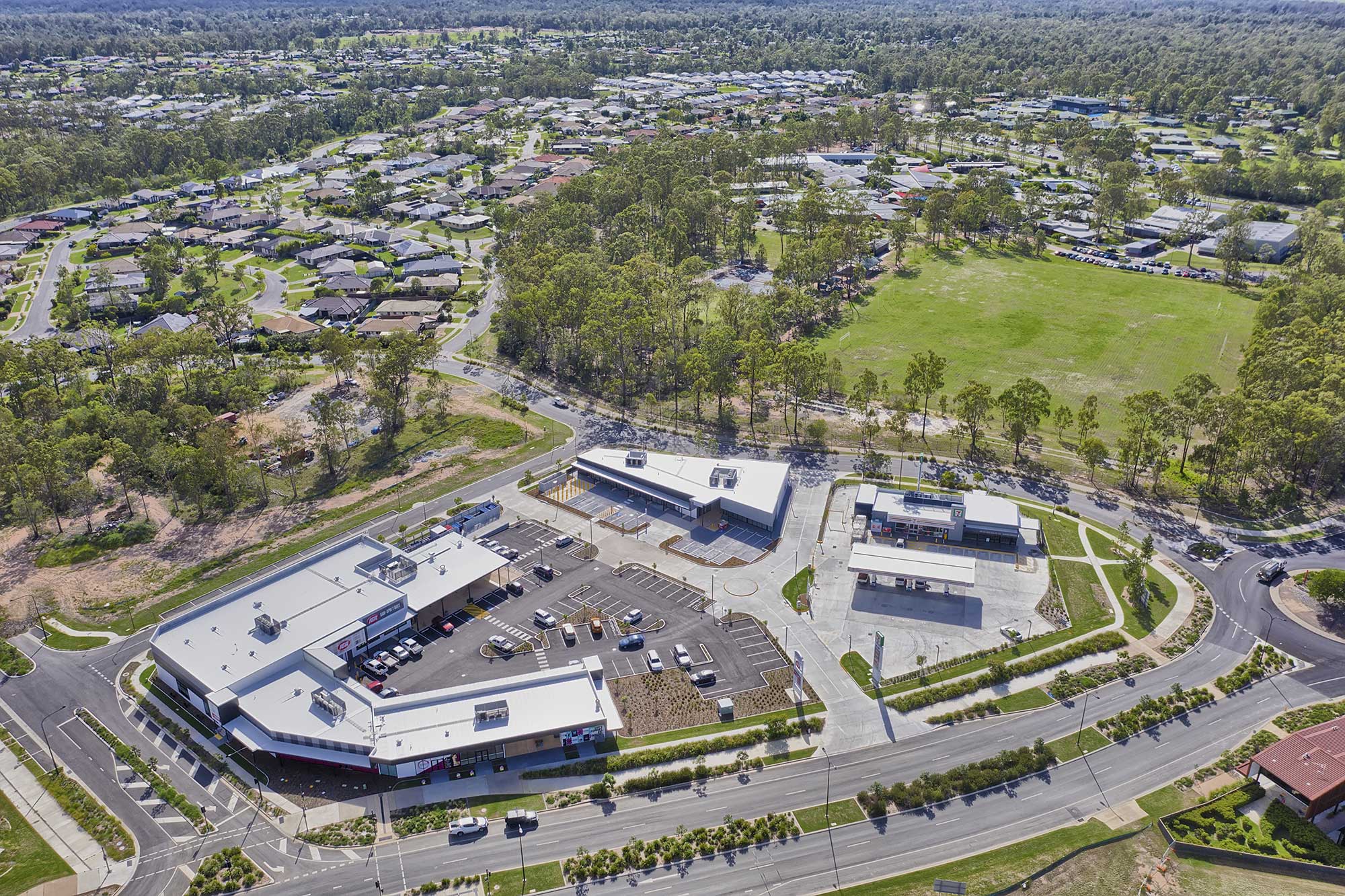 80 metres above the ground - drone photography of the completed Flagstone Village development site 80 metres above the ground - drone photography of the completed Flagstone Village development site