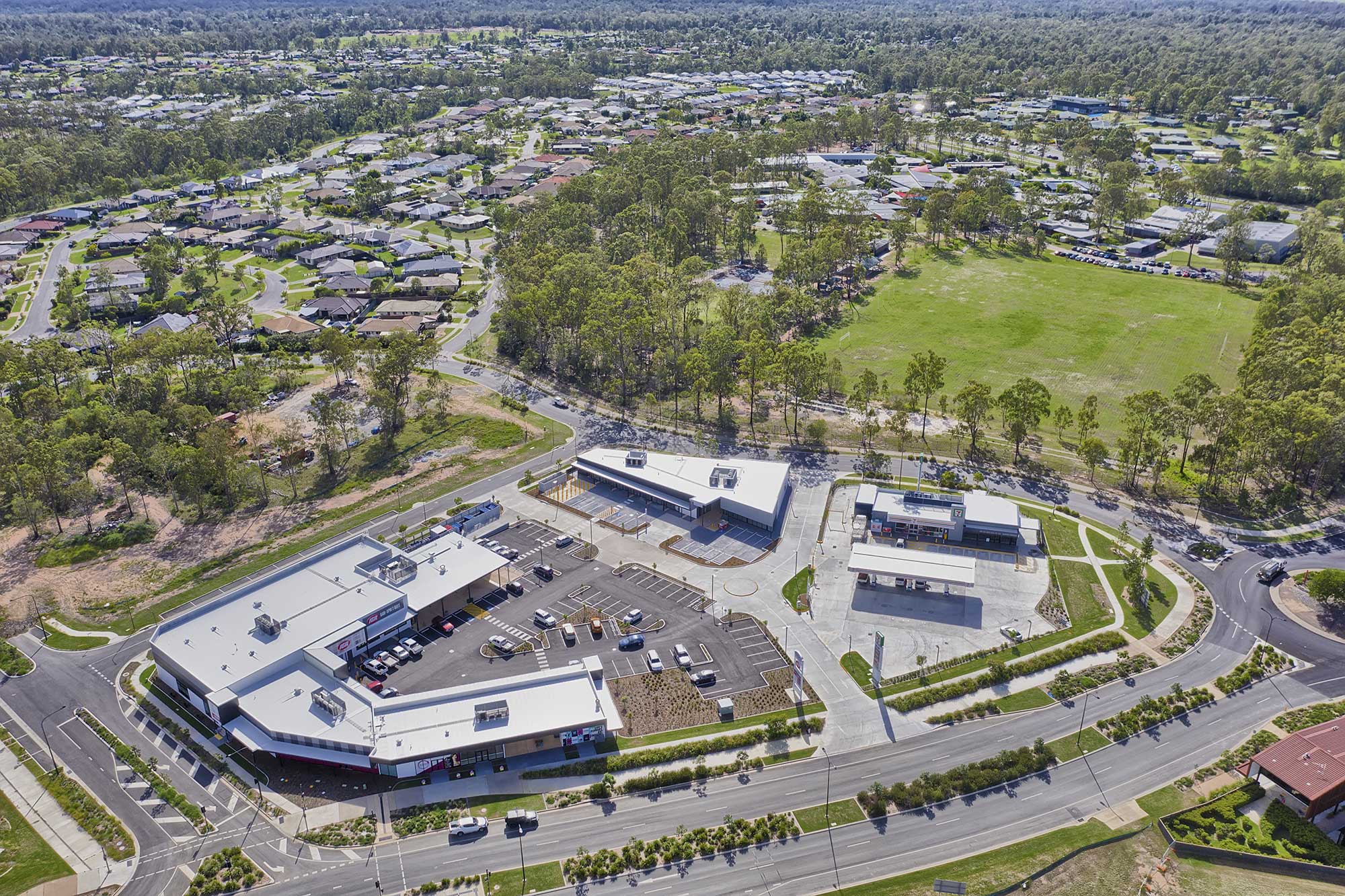 80 metres above the ground - drone photography of the completed Flagstone Village development site