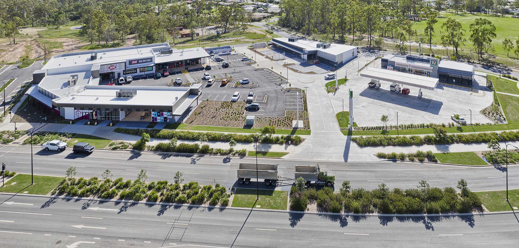 Panorama drone photography of the completed Flagstone Village development site