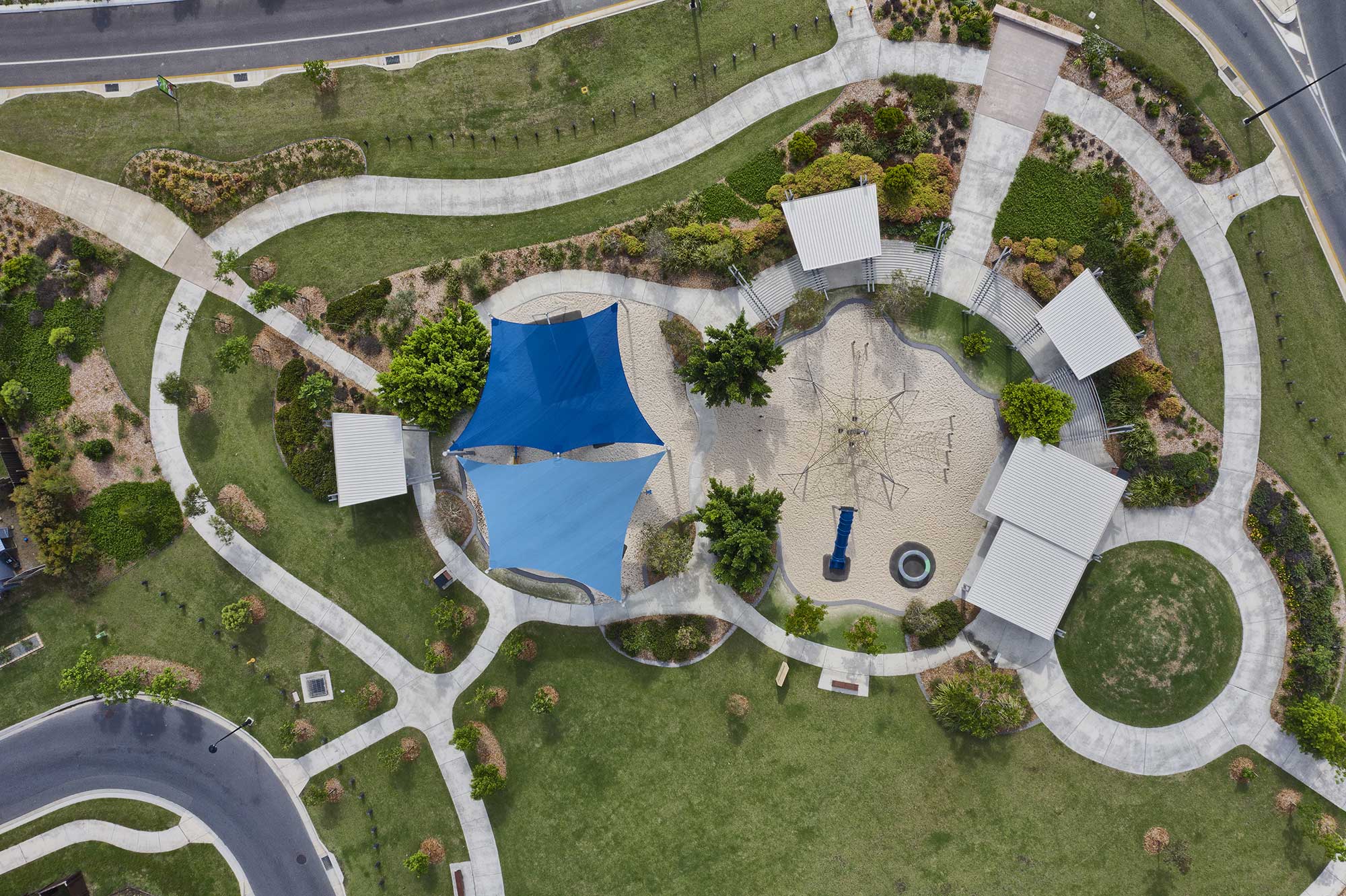 Drone photography of shade structures over council parks - Burpangary Queensland