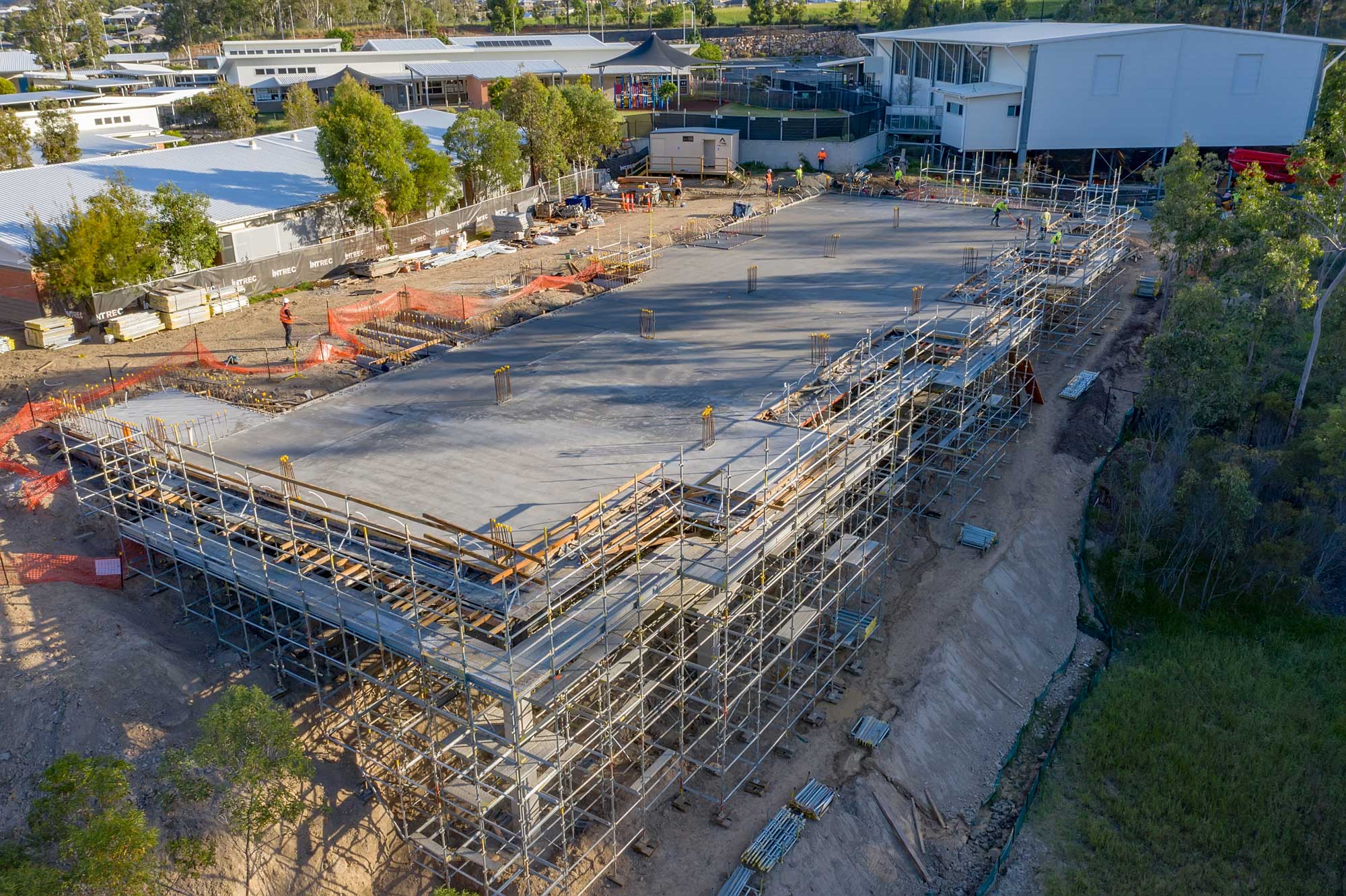 Drone photograph of completed concrete slab at Augusta State School, Queensland