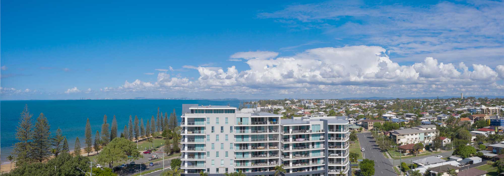 The 8th floor apartment balcony view looking south west