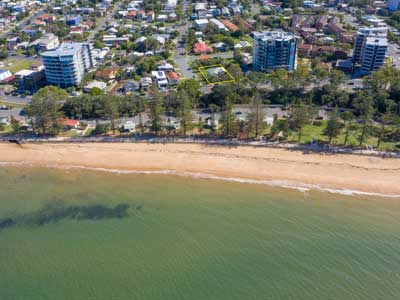 Drones in land development  - panoramic photography of apartment views at Marine Pde Redcliffe