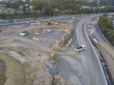 Drones in construction - Gabion wall construction at Springfield West for Concrib Pty Ltd