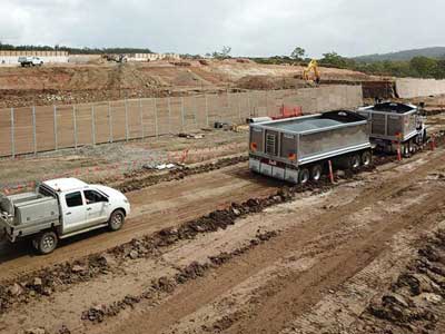 Drones in construction - Gabion wall construction at Springfield West for Concrib Pty Ltd