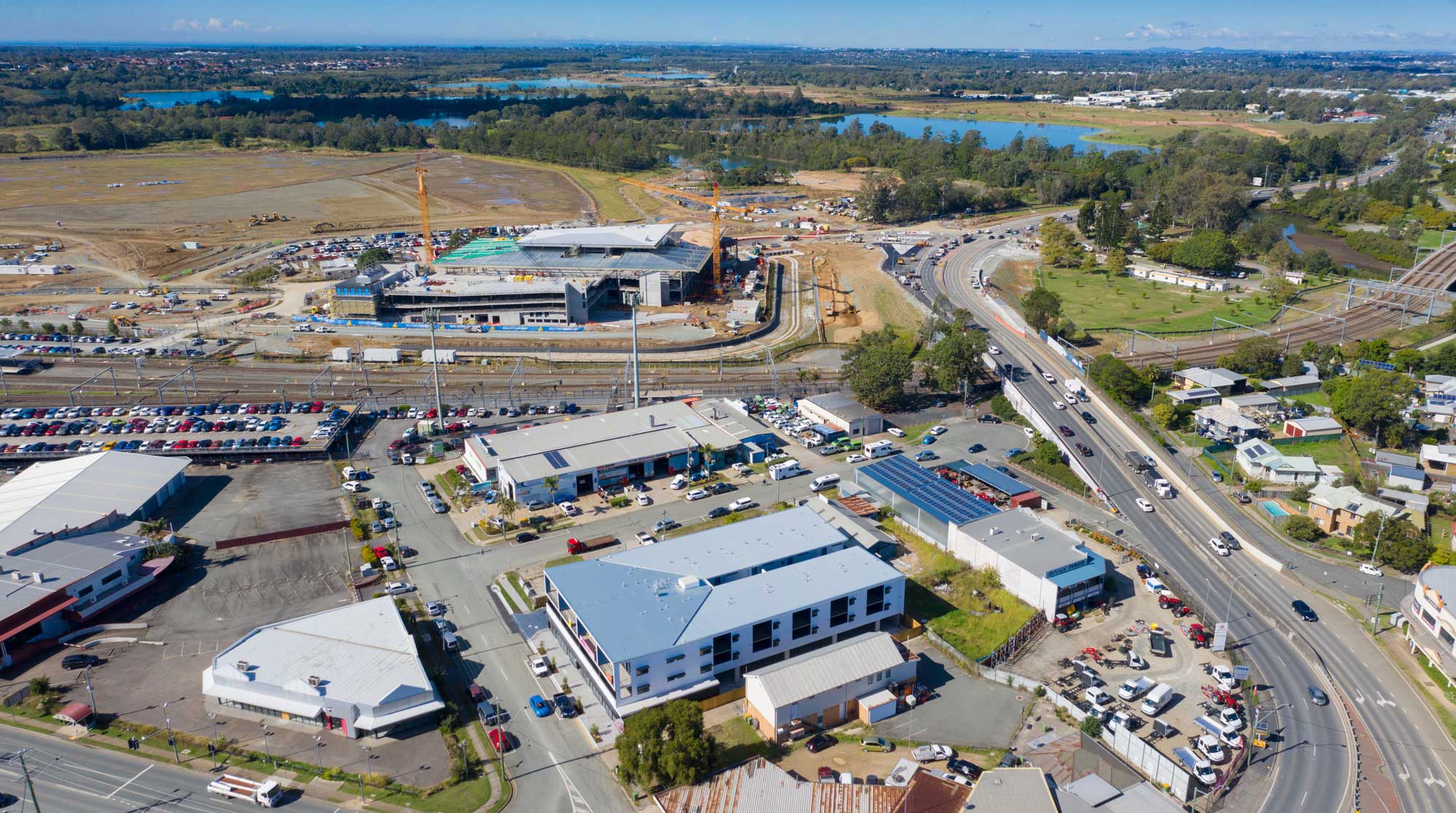 Drone photography at Petrie opposite to the USC Moreton Bay University building under construction