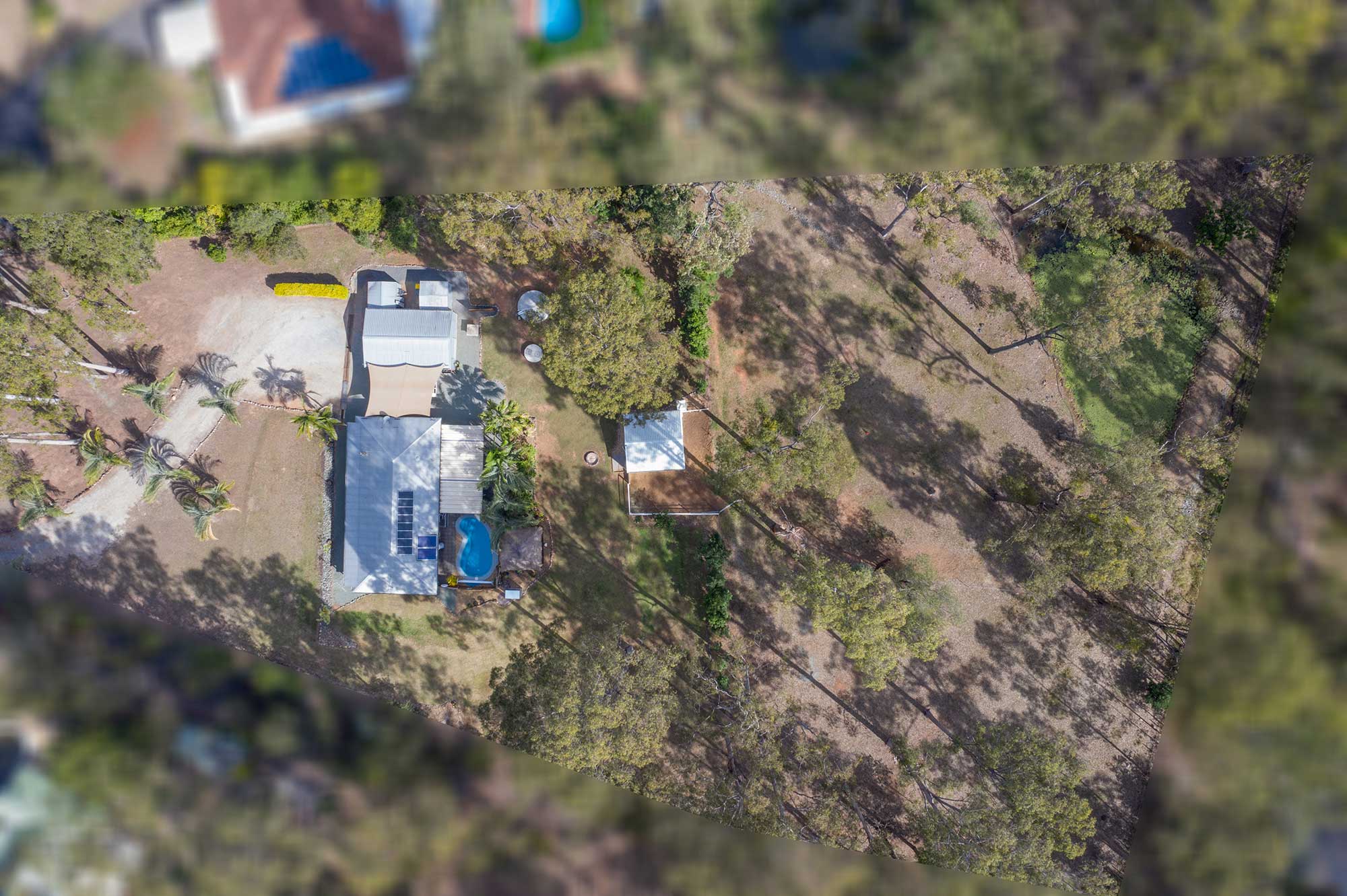 100m up  - drone photography of acreage real estate listing at 99 Ashwood Drive Cedar Vale