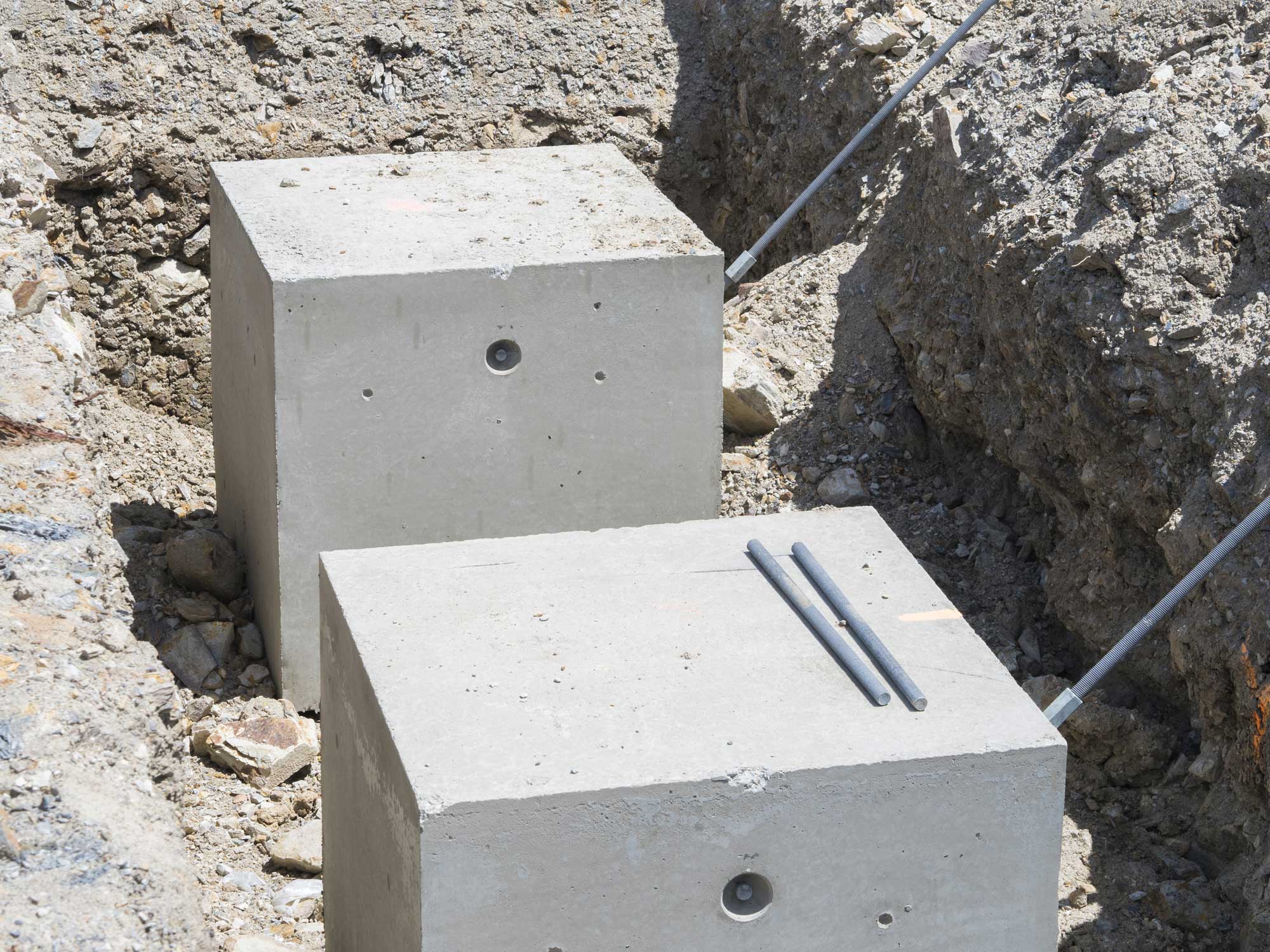 Ground photography at Aspire Industrial Park for Concrib Pty Ltd - a close up of a deadman anchor