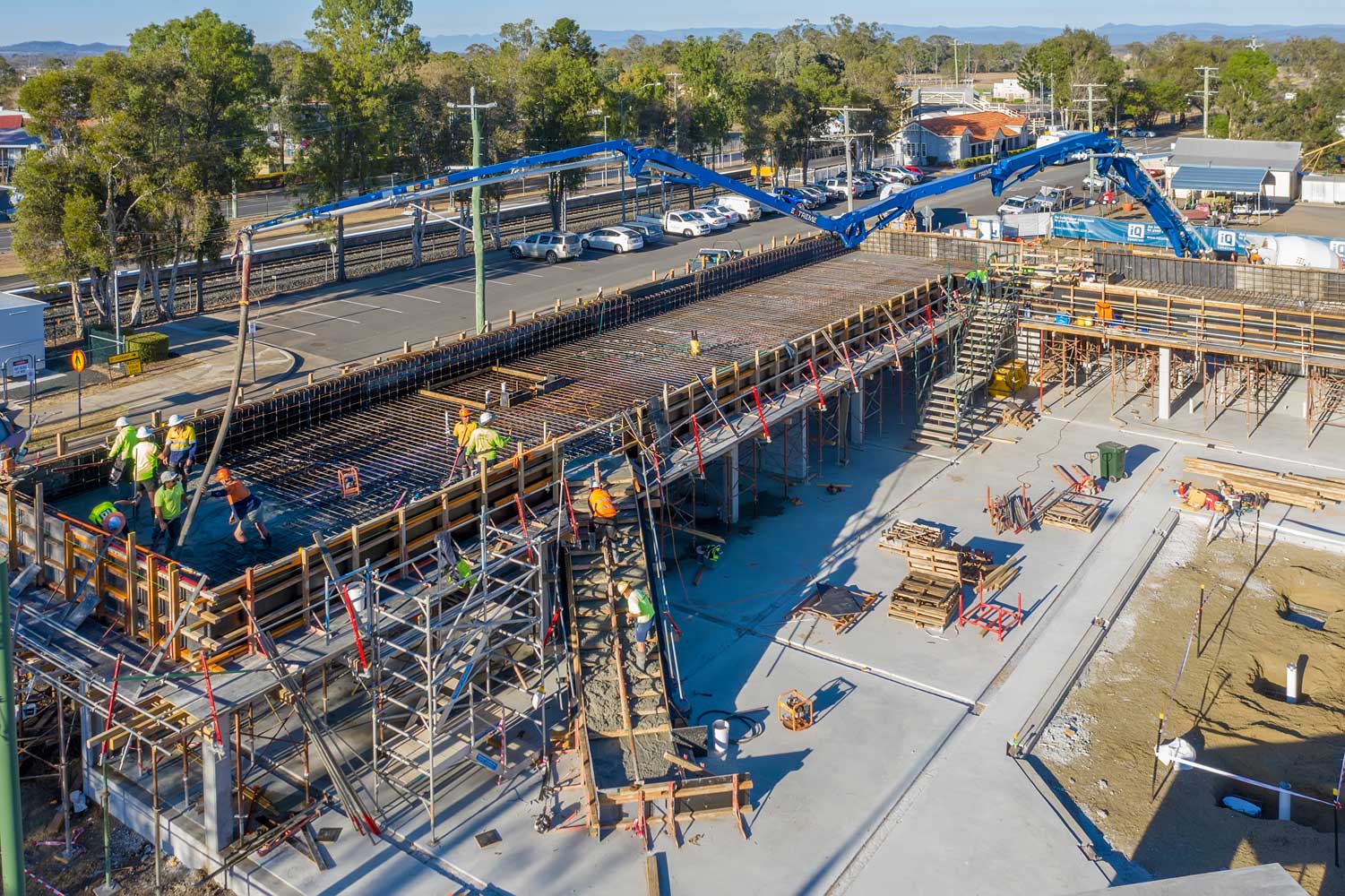 Drone photography update at Rosewood library construction project