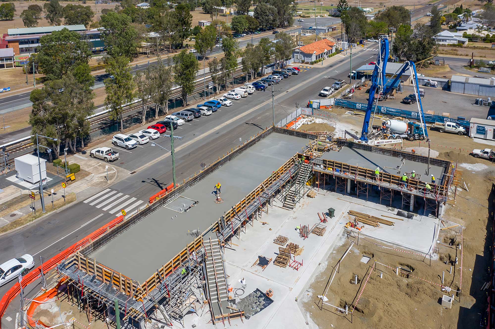 Drone photography update at Rosewood library construction project