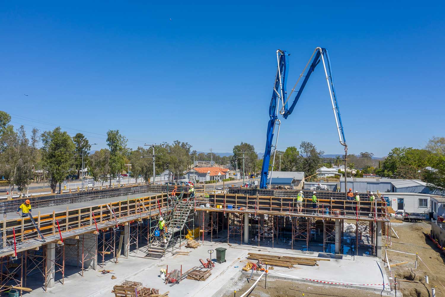 Drone photography update at Rosewood library construction project