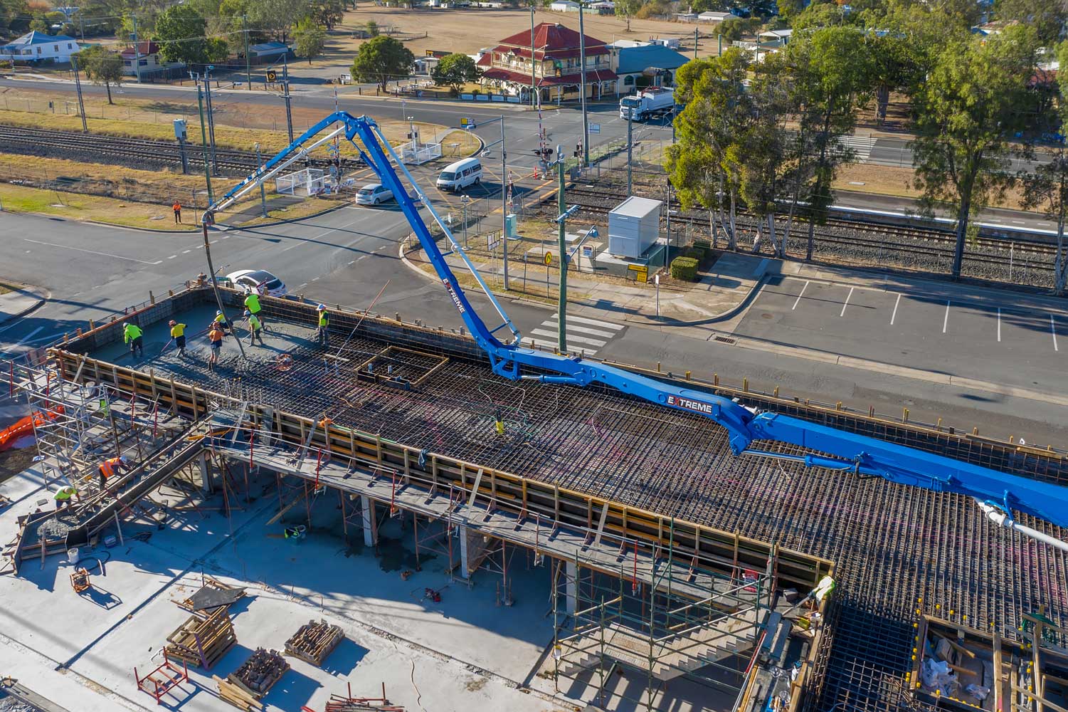 Drone photography update at Rosewood library construction project