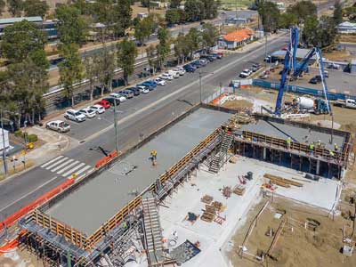 Drone photography update at Rosewood library construction project