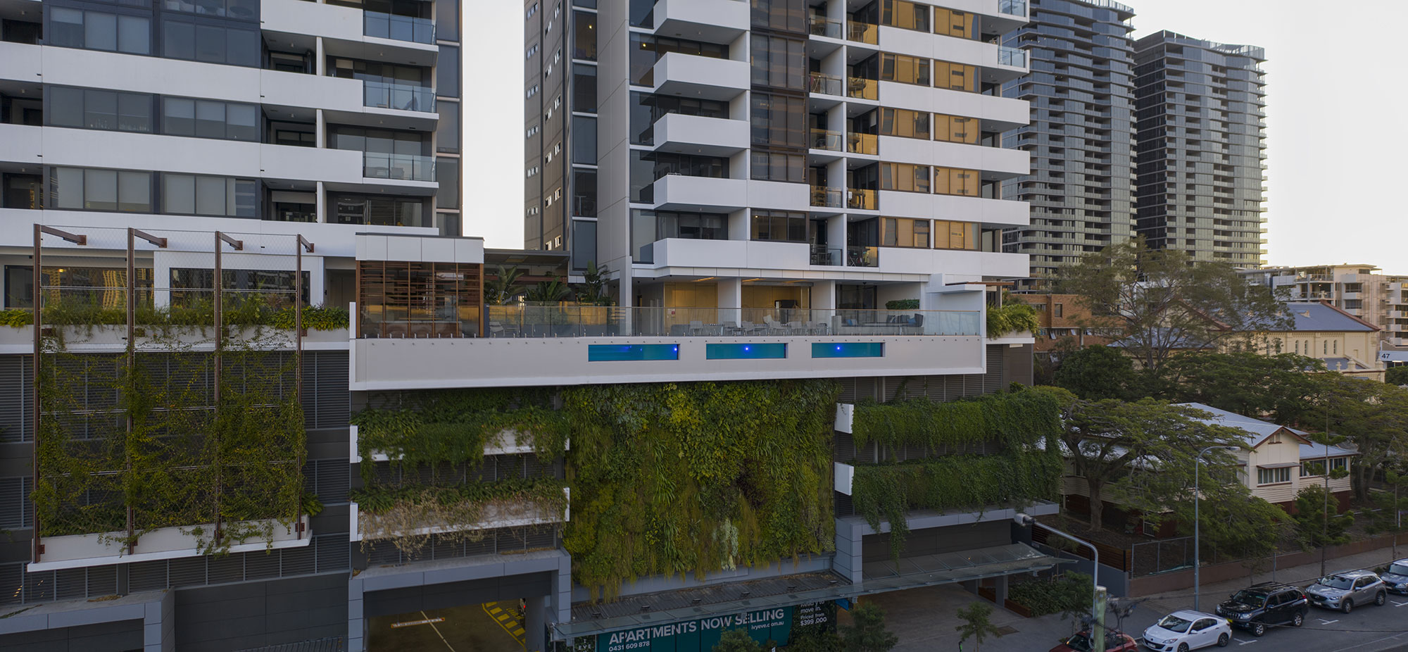 drone photography from the gym for South Brisbane apartment development 3D Render backgrounds