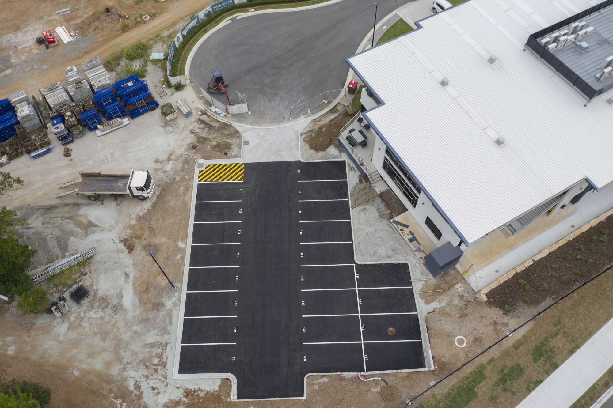 Drone photography of a newly constructed carpark at Eight Mile Plains