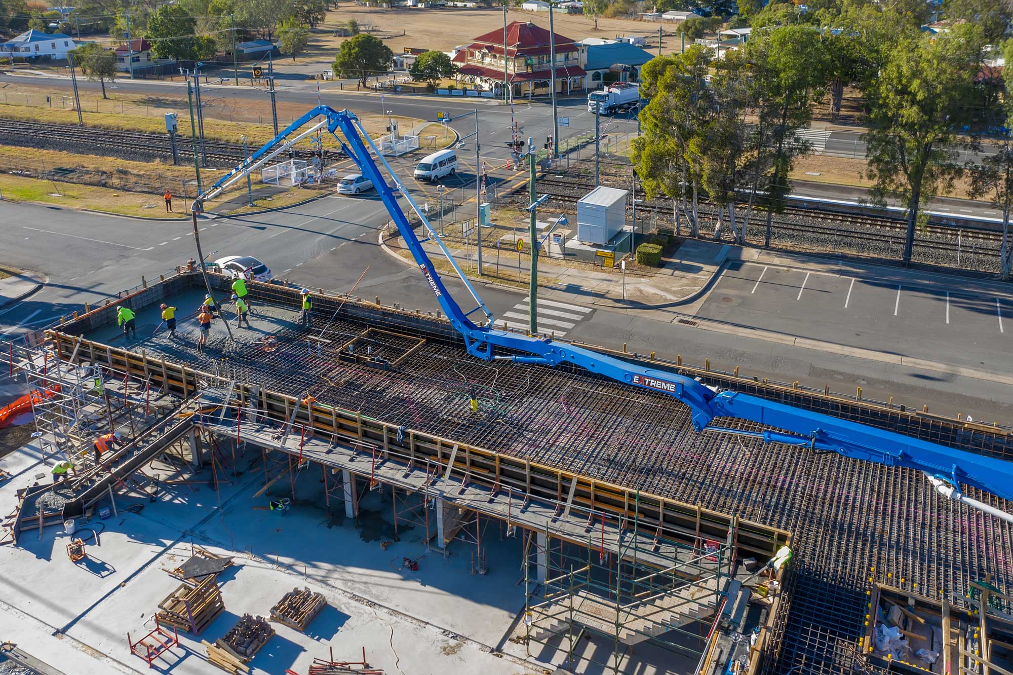 Rosewood library mezzanine floor construction drone photography & video