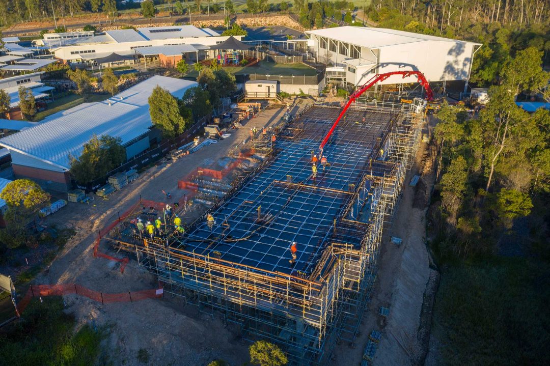 Intrec augusta state school concrete slab pour 01 droneace brisbane