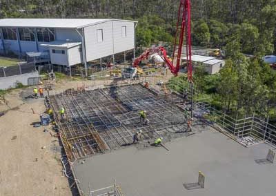 Drone video of Augustus State School concrete slab pour for INTREC