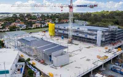 Construction site drone video for medical centre development at Helensvale