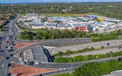 Drone video for Homeworld Helensvale Shopping Centre along the M1 motorway